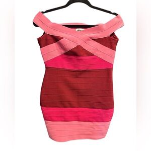 Super down Elegant Pink and Red Bandage Dress size M